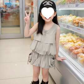 女童夏季无袖背心女孩中大童裙裤两件套 新款休闲套装洋气时髦 潮