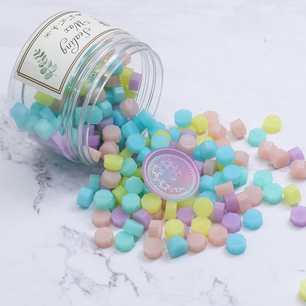 Oucai Fire Paint Wax, octágono, color mixto, nacarado, 200 granos, 132 colores, sello de pintura al fuego, cera, a granel barato