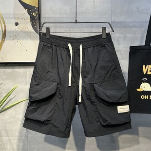 plus size Men's Ice Silk Shorts Boys Summer Men's Sports Outer Wear Fashion Brand Casual Black Men's Quick-drying Beach Pants