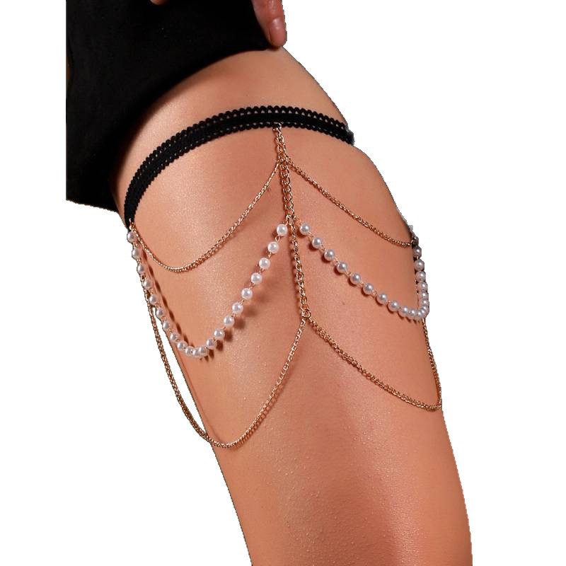 Joyas transfronterizas europeas y estadounidenses, cadenas de piernas de playa sexy personales, cadenas de club nocturno, cadenas de piernas multicapa de perforación simple