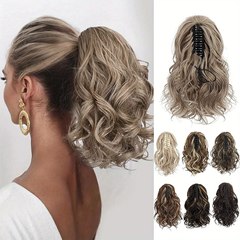 欧米の卸売りのポニーテールのかつらの女性のファッションの爪の挟み式の波のカールの自然なふわふわしている爪はポニーテールを挟みます。