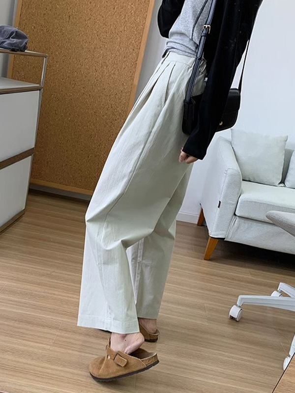 梨形身材B备！高密水洗棉宽松直筒裤春秋新款小个子阔腿休闲裤女|undefined