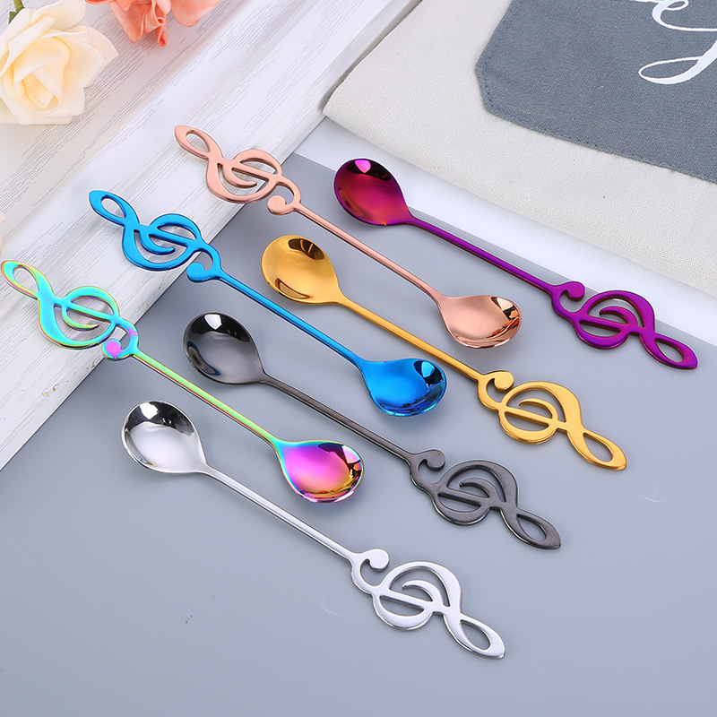 Creative Musical Gift, Treble Clef High Note Shaped Coffee Spoon, Cute And Exquisite Prize For Students_voghion.com