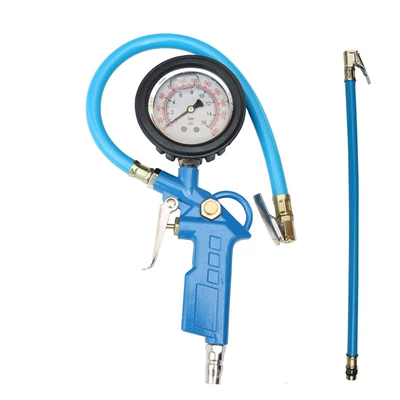 Air pressure gauge/tire pressure gauge – Pressure Gauge with Inflatable Car Tire - blue-copper-head-oil-gauge-plus-tube