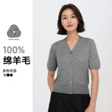 春夏短袖上新60只可机洗无缝新款显瘦V领短袖细腻羊毛衫女TN2900