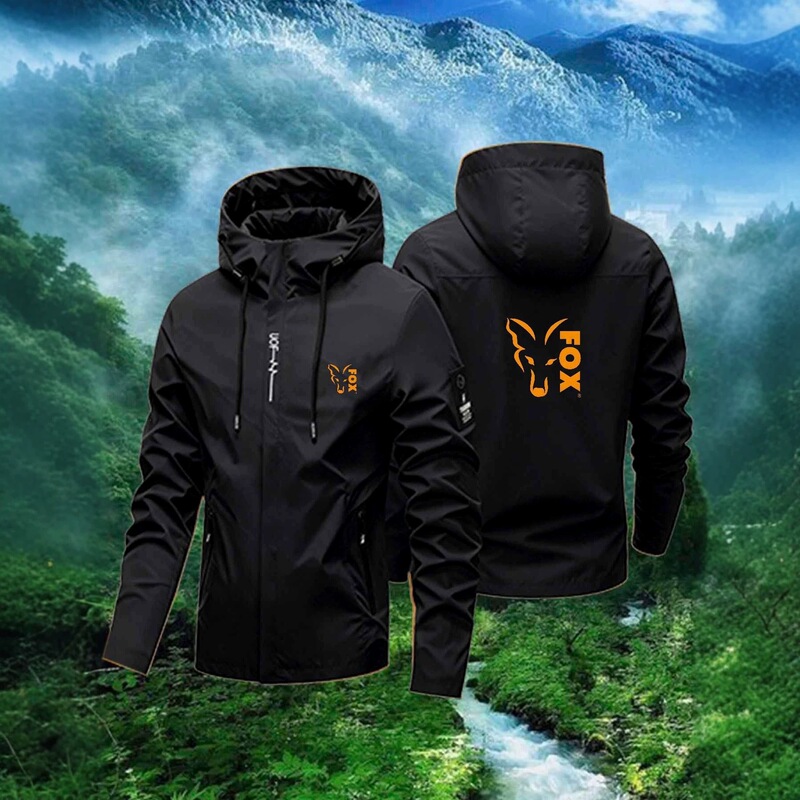 Cross-Border Hot-Selling Spring and Autumn Jacket for Young Men Fox Orange Fox Simple Casual Trendy Brand Hooded Windbreaker Cross-Border Hot-Selling Spring and Autumn Jacket for Young Men Fox Orange Fox Simple Casual Trendy Brand Hooded Windbreaker