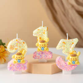 跨境创意小熊数字生日蜡烛派对场景酥油灯布置道具装饰品批发价