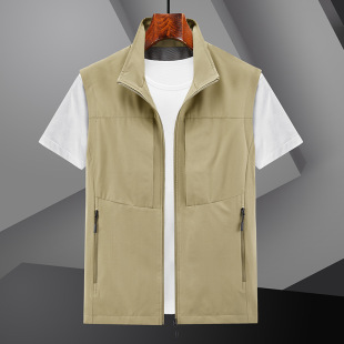 Cross-border men's multi-pocket fishing vest leisure plus size reporter photography vest men's multi-pocket collar group purchase