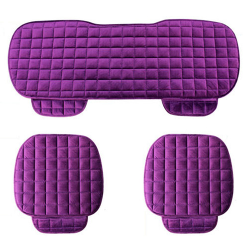 Autumn and winter car seat cushions short plush checkered thickened warm three-piece seat cushions without backrest front and rear long cushions