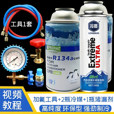 for use with refrigeration gauges in automotive — Antifriz - fluoride-adding-tool-2-bottles-of-car-refrigerant-leak-sealing-agent