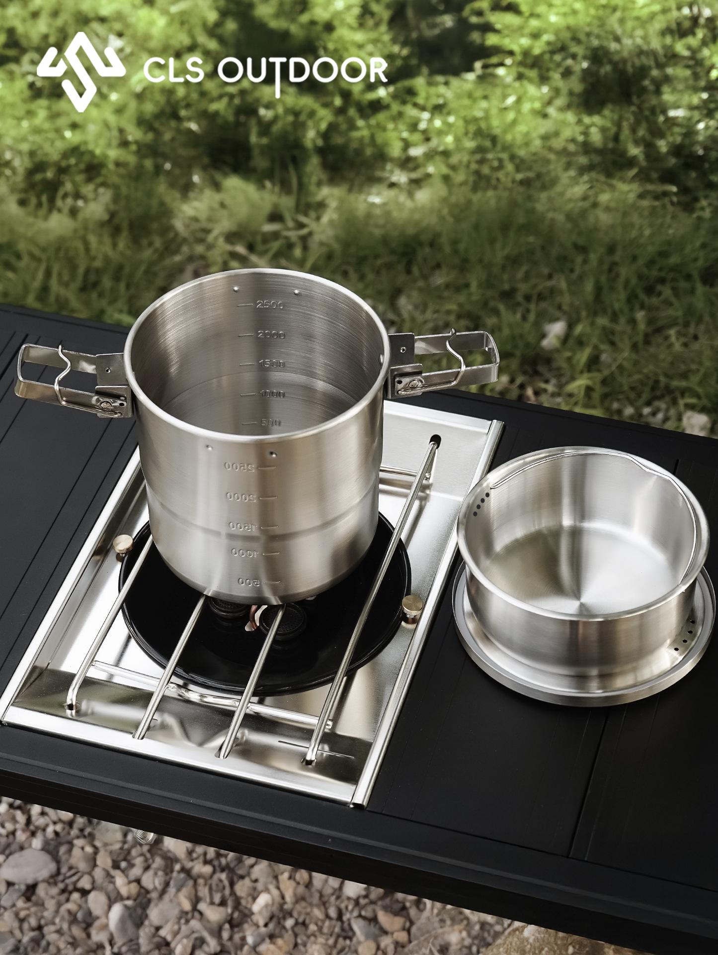 CLS 屋外 304 ステンレス鋼ポットキャンプピクニック用品調理器具のフルセットキャンプセットポータブルポット調理鍋