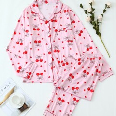 Amazon ヨーロッパとアメリカの国境を越えた工場は、チェリー長袖ズボン、四季パジャマ、家庭服専用です。