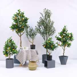 北欧风仿真植物柠檬树盆栽家居酒店商场落地假绿植摆件假树盆景