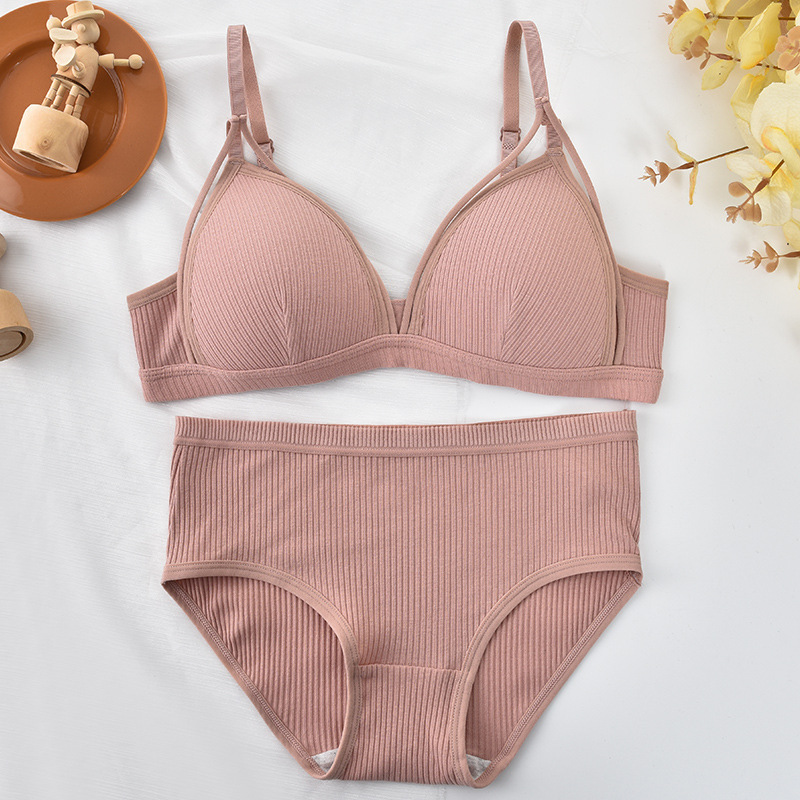 Wind bra set, women's thin style, large chest, small gathering, sexy bottom, beautiful back, underwear, triangle pants_voghion.com