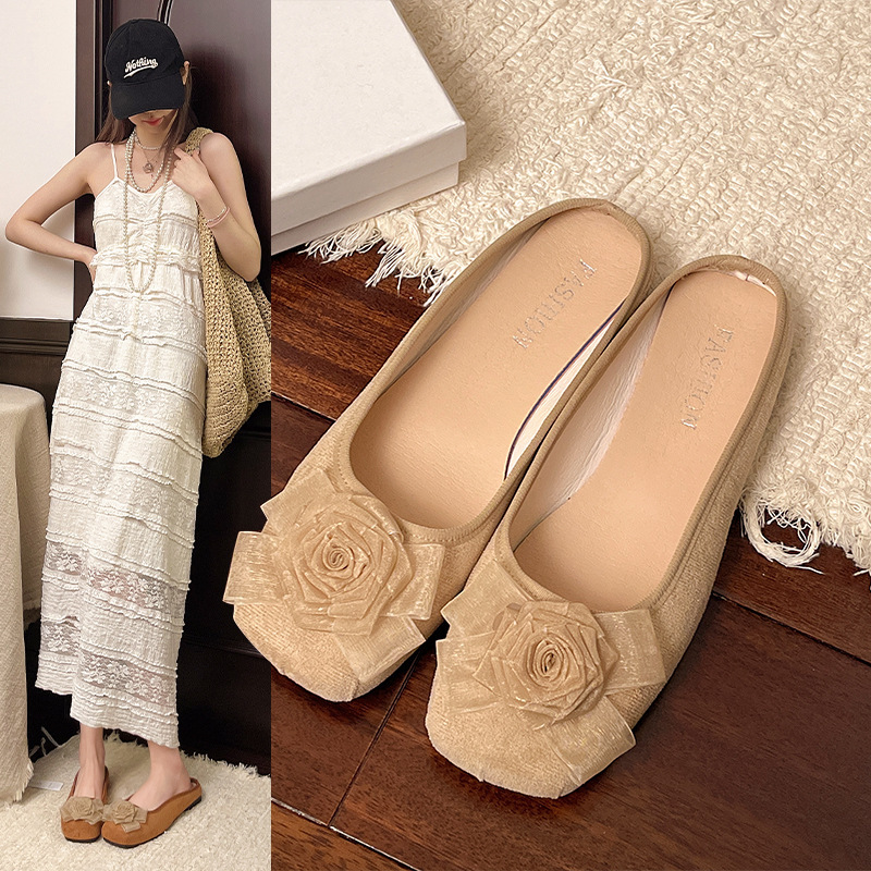 Slippers for Women 2025 New Spring Soft-Soled National Style Retro New Chinese Style Evening Breeze Gentle Rose Ballet Women's Slippers