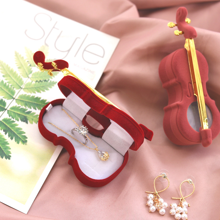 Simple Style Style Simple Style Violin Flannel Jewelry Boxes