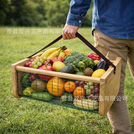 跨境铁艺果蔬收纳筐简约手提杂物收纳筐创意厨房蔬菜零食整理筐