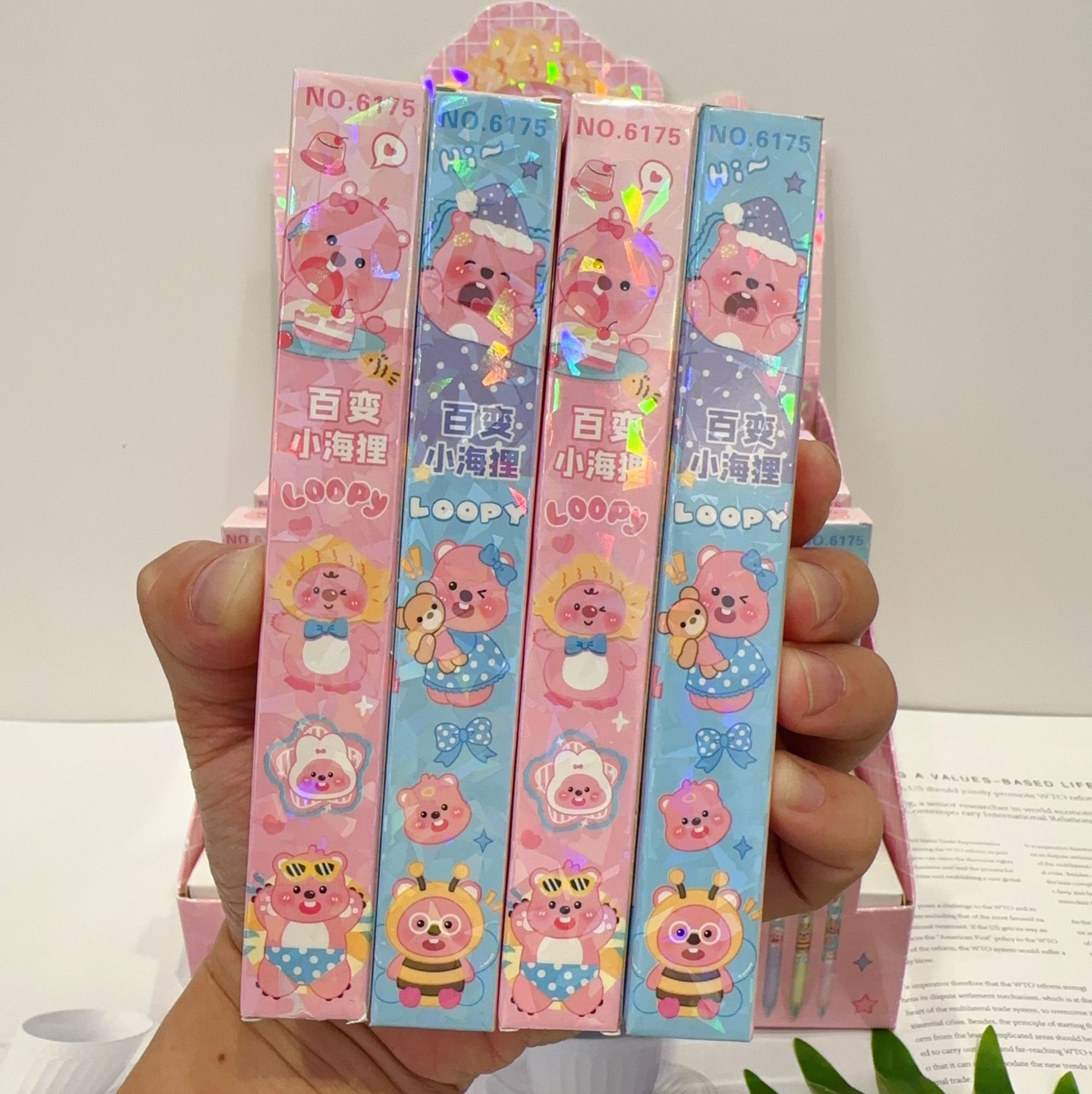 Loopy cambiable pequeño Beaver pluma de gel caja ciega pluma lindo estudiante papelería de alta apariencia estilo limitado empuje pluma de agua