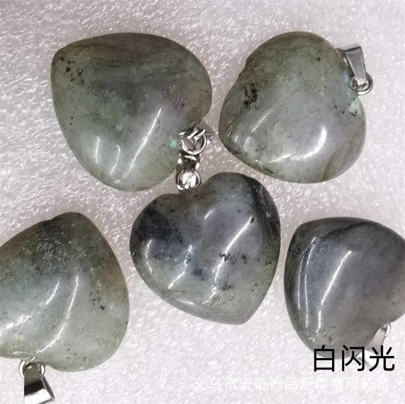Natural cristal ágata Dongling Jade de doble cara en forma de corazón de amor colgante collar de accesorios de la joyería de la joya de la fábrica al por mayor