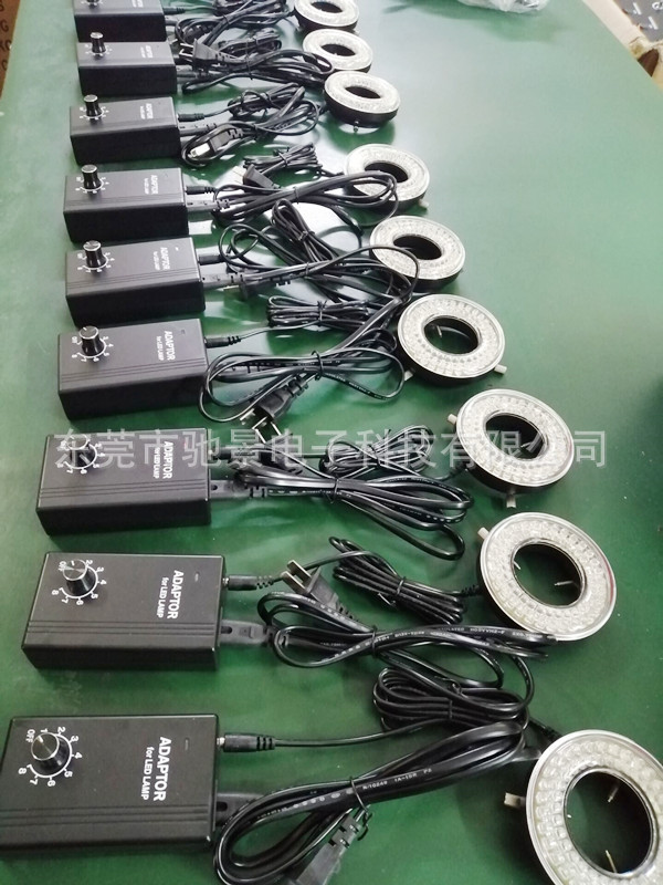 出口64颗双卡内径45-61MM单筒体视工业视频显微镜LED环形灯光源