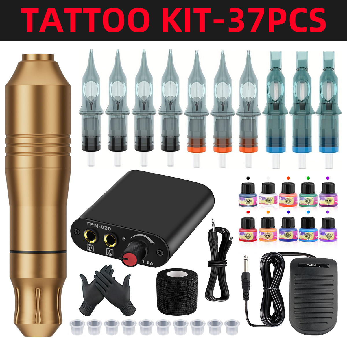 Conjunto completo popular transfronterizo de equipo de tatuaje profesional traje de tatuaje Motor de tatuaje máquina todo en uno traje de combinación de máquina de Estudiante