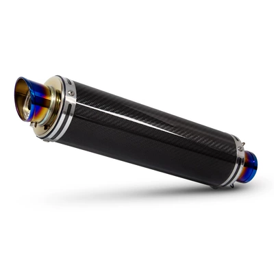 Motorcycle modified exhaust pipe Z900 R3 CBR650 S1000RR STB stainless steel universal tail section (Motorcycle exhaust pipe) - stb-oblique-mouth-straight-head-blue-at-both-ends