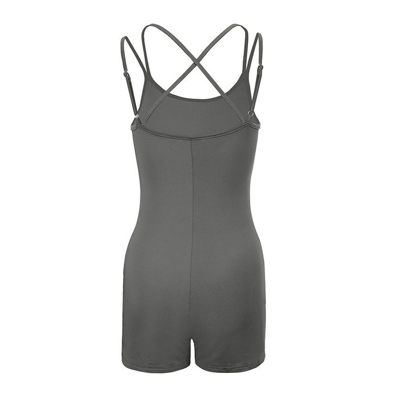 Women's Clothing Women's Sexy Sports Bodysuit Tight Fitting Solid Color Yoga Suspenders Beautiful Back Fitness Romper_ecoleips.com