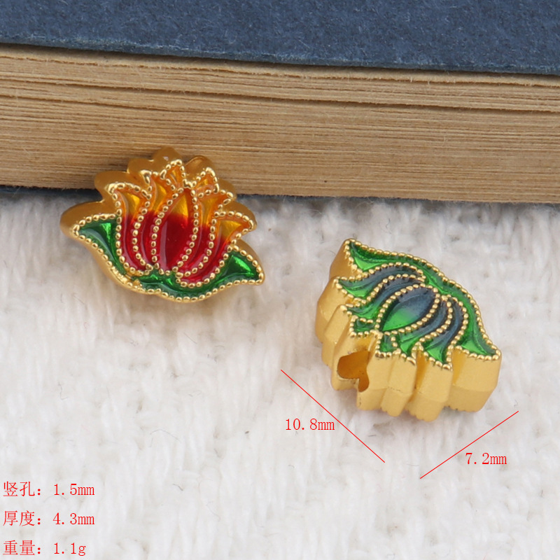 豎孔沙金diy飾品配件 白菜蓮花喜鴛鴦手鍊手機隔珠吊墜民族風配件