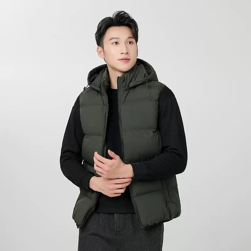 男士秋冬季休闲时尚百搭加厚马甲男可脱卸帽子外穿棉衣马甲