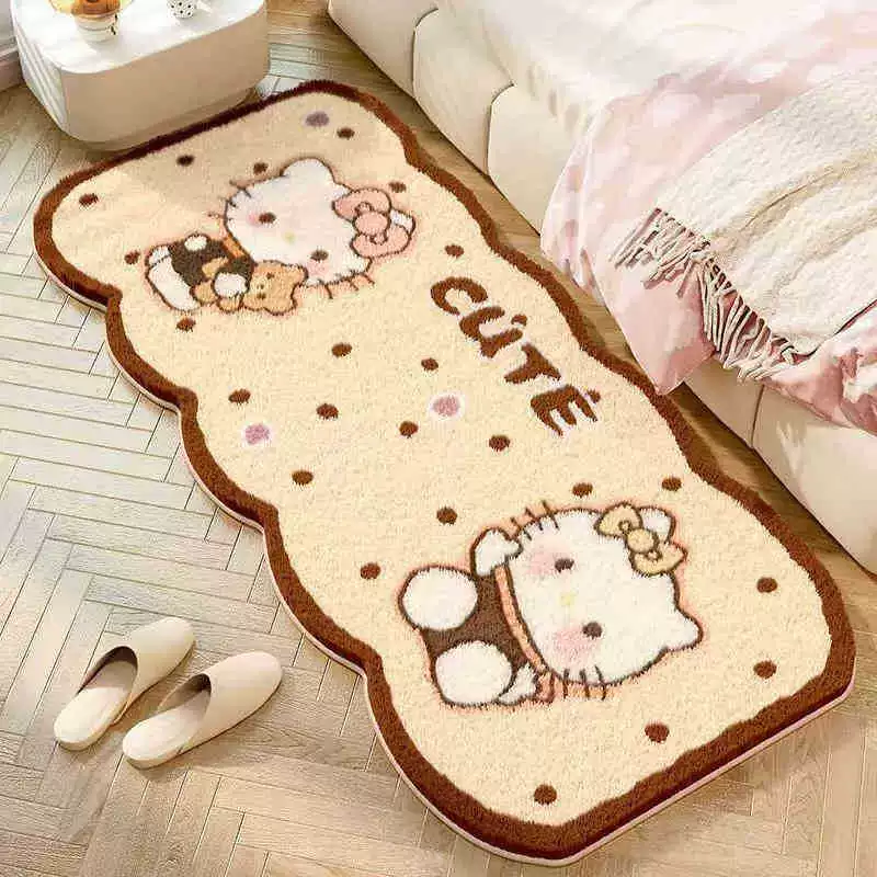Непоскользящий коврик прикроватный Hello Kitty, искусственный мех, противоскользящая подложка, размеры 40×120–120×200 см
