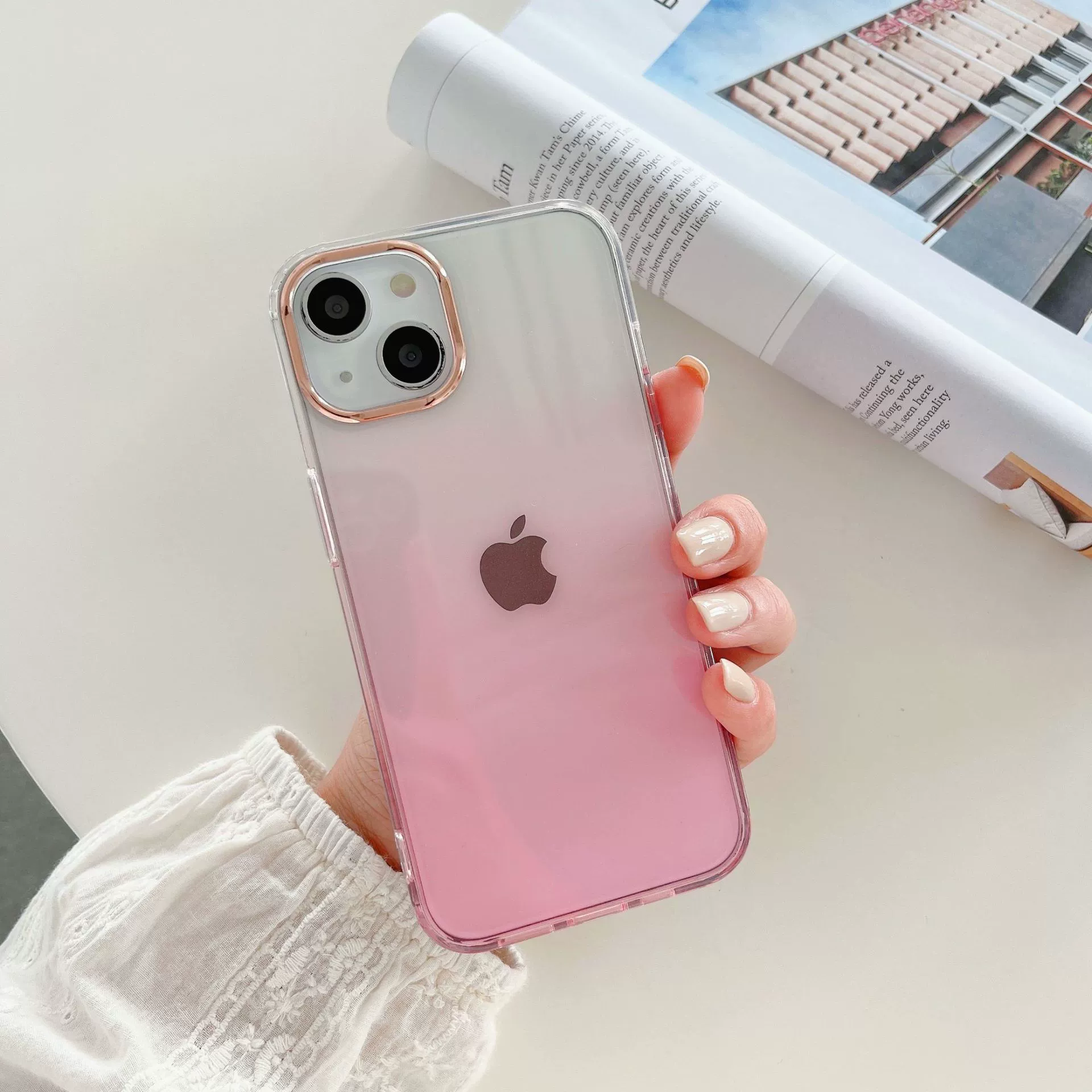 Чехол для телефона (Apple) iPhone 16 Series, градиент с электропокрытием и блёстками, ТПУ+PC