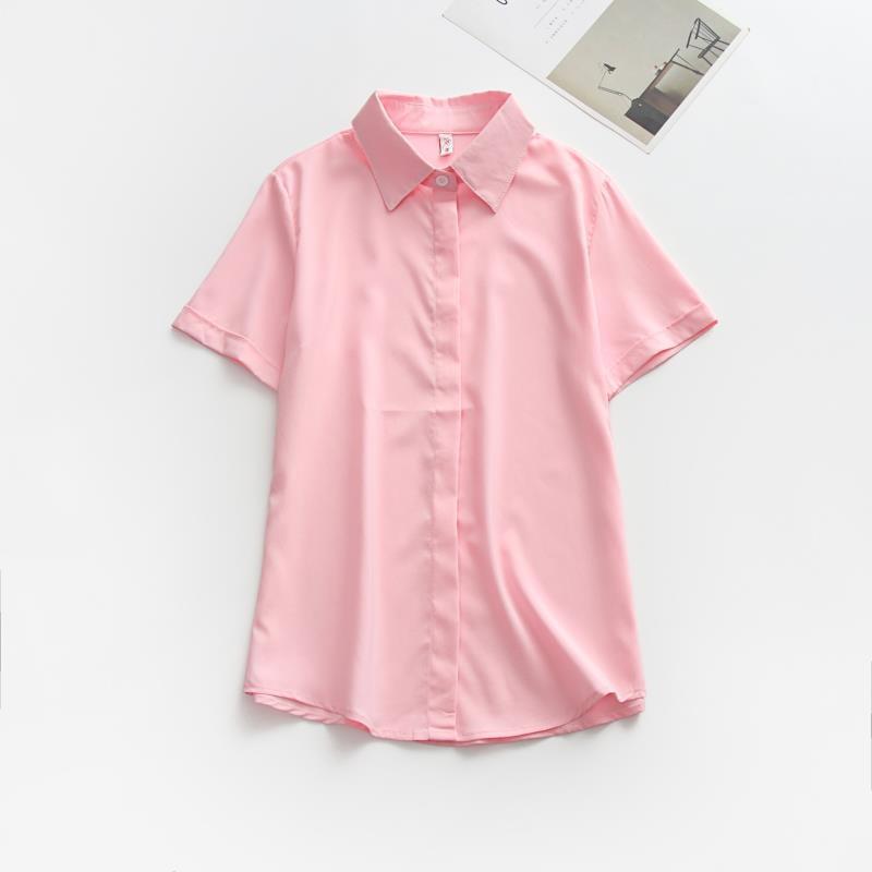 핑크 짧은 소매 [얇은 숨겨진 버클]]