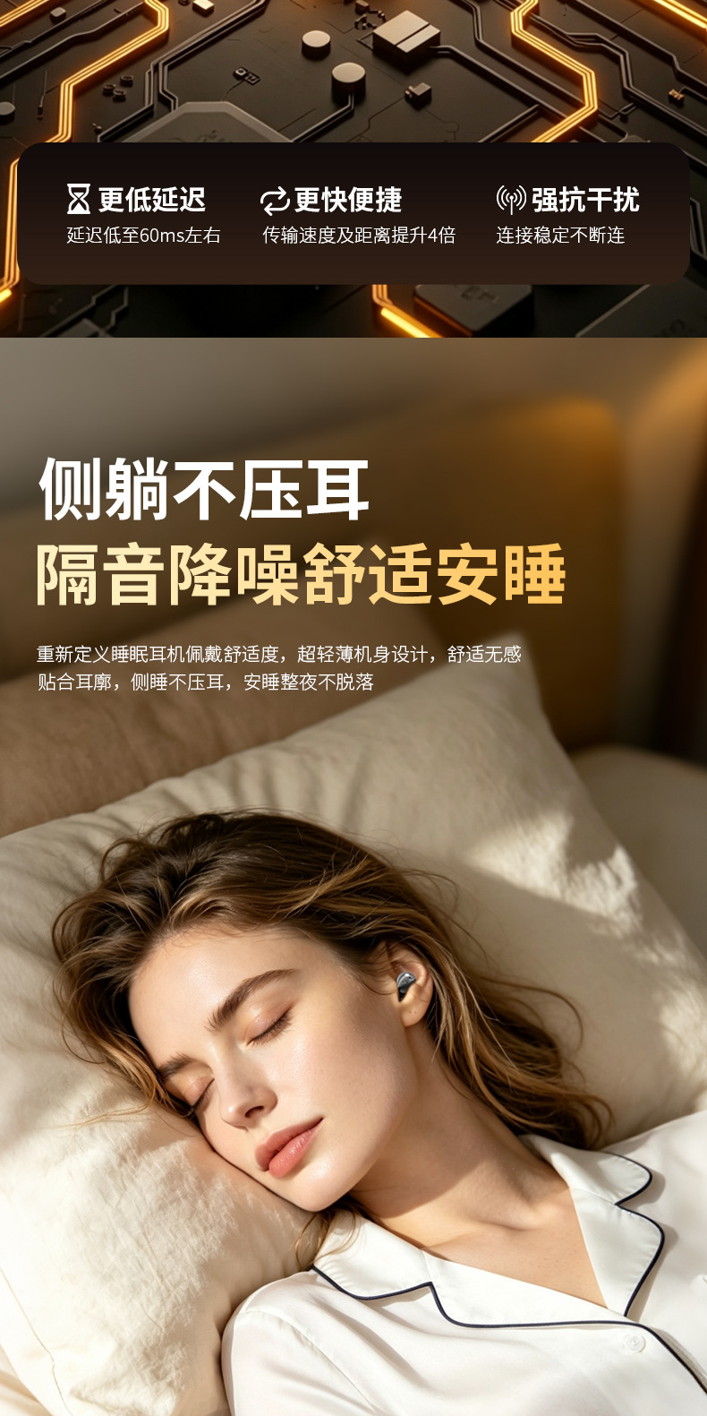 Cross-border 2-in-1 Wireless Bluetooth Ear-clip Headphones Sleep Comfortable Long-wearing Painless Extended Battery Life Reverse Charging Dual Connection