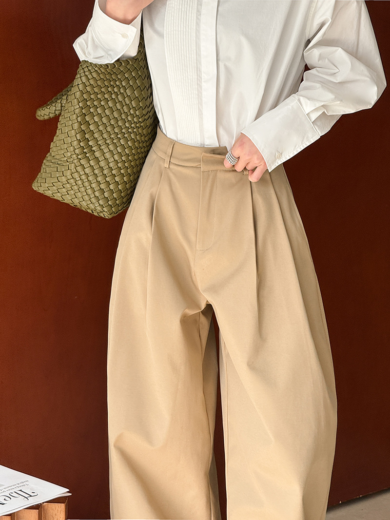 ladies spring dress pants Realikun Women's Spring Dress Pants High Waist Straight Leg Pants Button Down Bottoms Work Pants Trousers with Pockets, Size: Large
