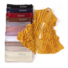 外贸纯色丝光棉线条小花烫钻汗布披肩时尚柔软弹性透气jersey围巾