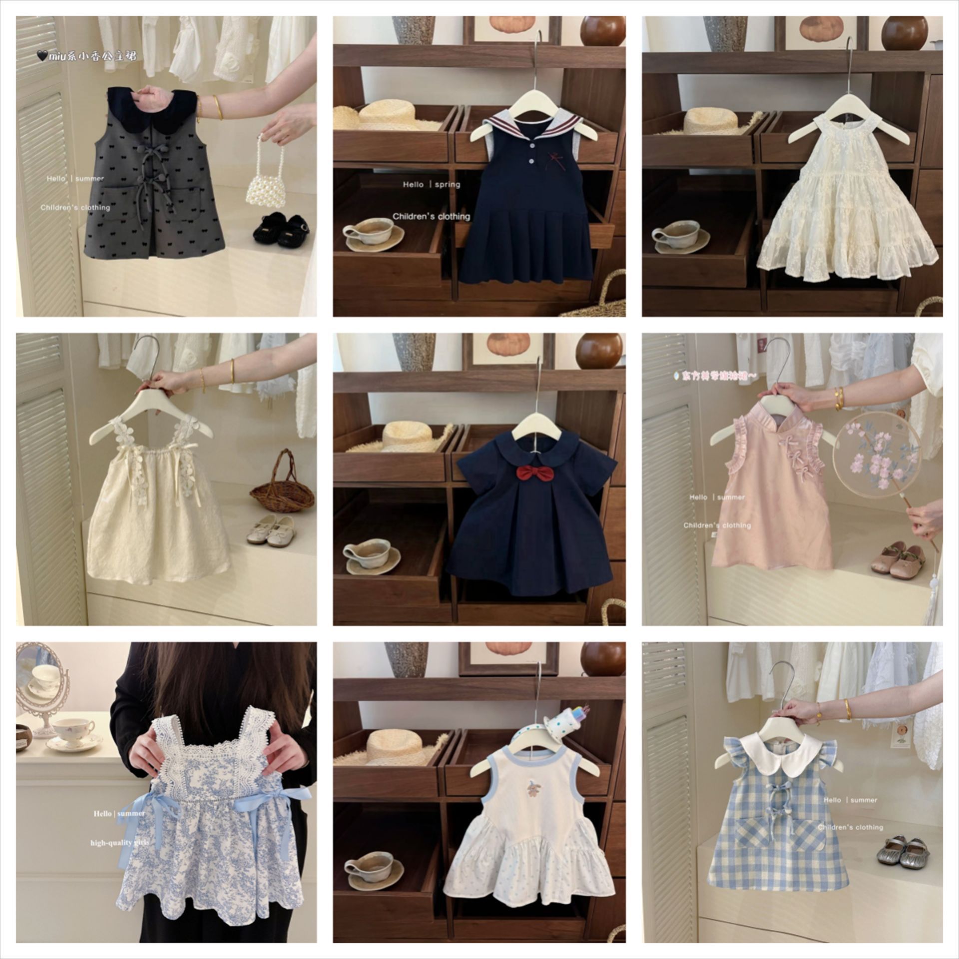 【Colección de Vestidos para Bebés Sweet Little Sister】Ropa Infantil Vestidos Elegantes de Verano para Niñas Venta al por Mayor Vestidos de una Pieza Dropshipping de Moda
