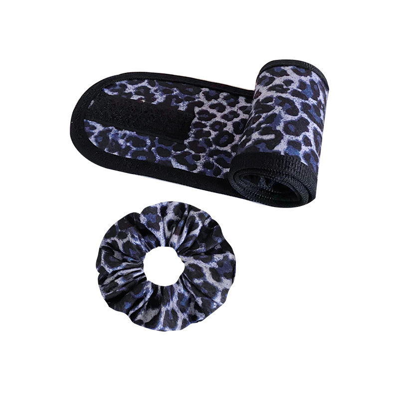 Set de Diadema y Coletero con Estampado de Leopardo de Temu, para SPA, Lavado Facial, Pañuelo para la Cabeza, Accesorios para el Cabello con Estampado Veraniego para Mujer