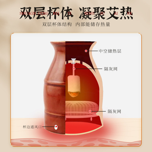 Moxibustion pot ceramic purple sand moxibustion box household moxa column portable moxibustion instrument beauty salon scraping cup