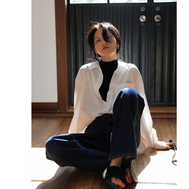 Rui Shizheng Boyfriend Style Shirt Women's Spring and Autumn Long Sleeve OVERSIZE Top Profile Loose Shirt Women's Long Sleeve
