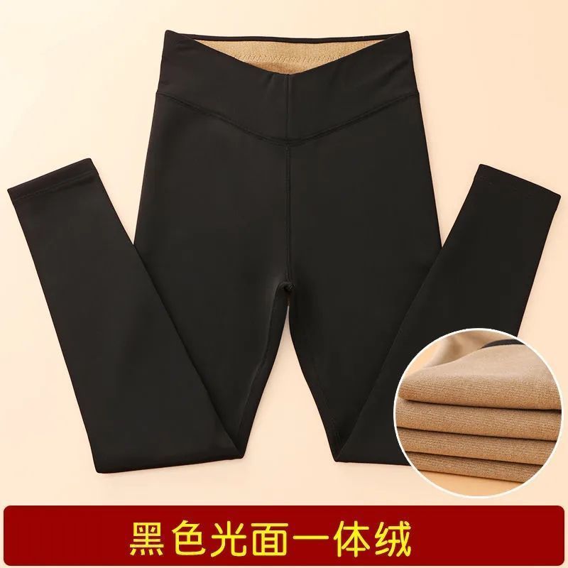 大码冬厚修身保暖裤女东北加绒加厚护膝显瘦高腰光面棉裤打底裤子|undefined
