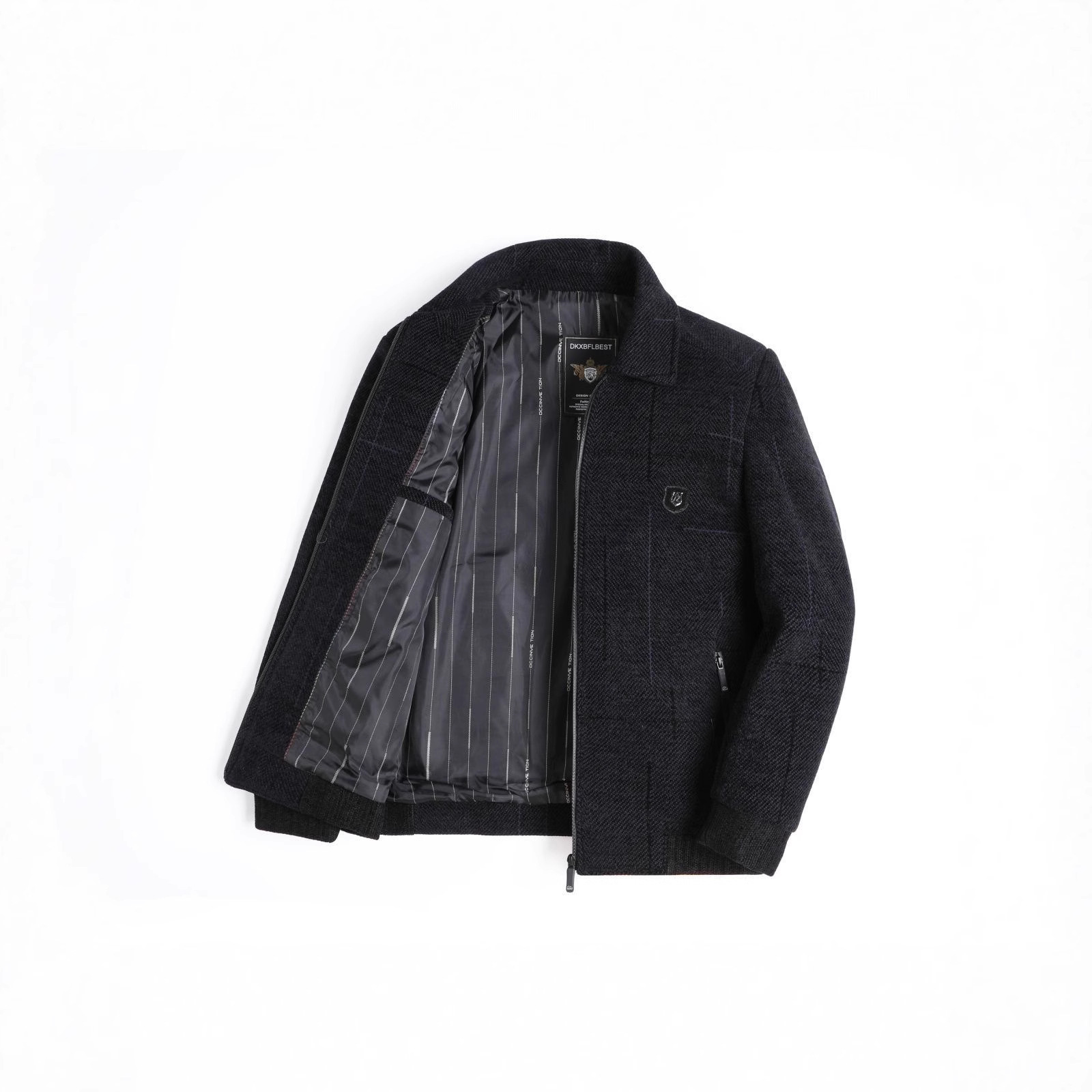 Spring and Autumn Middle-Aged Men's Lapel Casual Jacket, Men's Dad Jacket, High-End Chenille Grandpa Spring Top