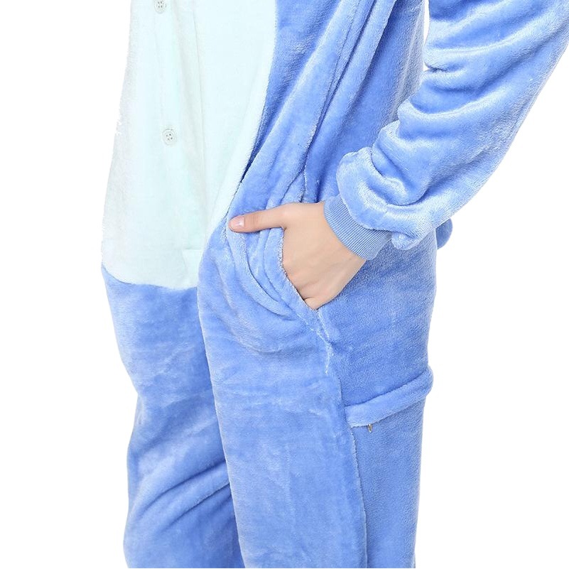 FUENTE Muñeca azul de fábrica Azul Rosa Rojo Stitch animal de dibujos animados de una pieza pijamas de franela