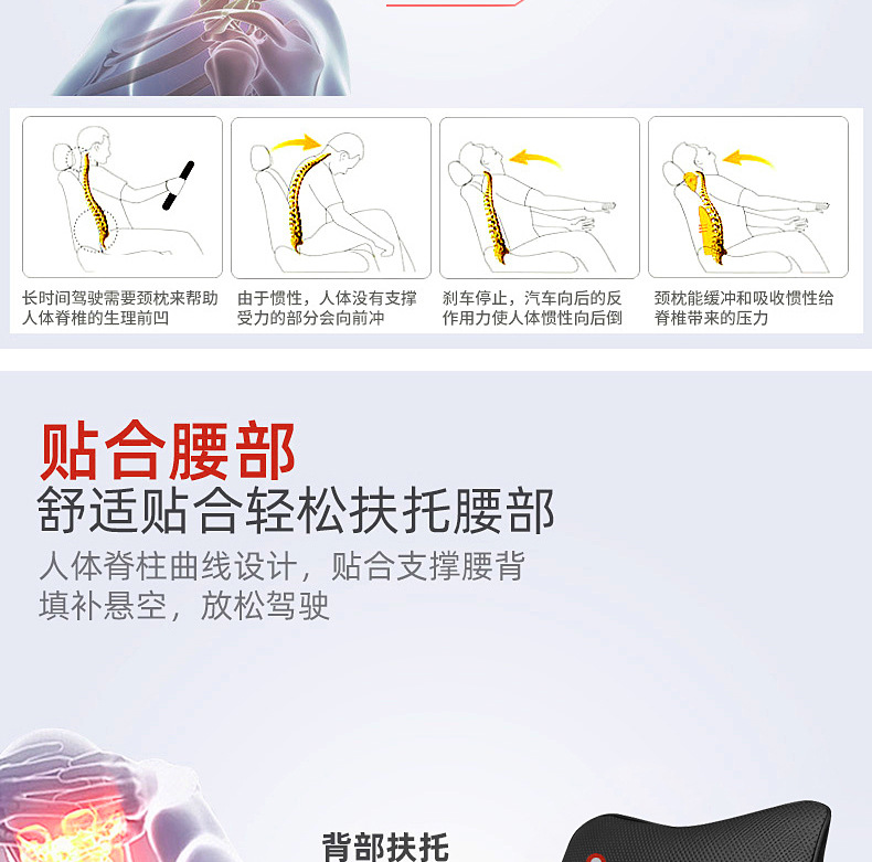 Suitable for Cadillac Leather Headrest Ct4Ct5 Ct6 Xt5 Xt4 Car Lumbar Cushion Seat Neck Pillow