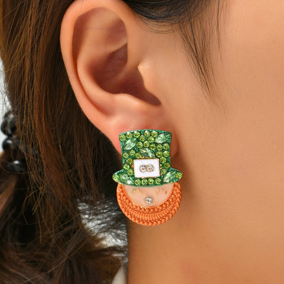DZ 歐美跨境新品聖誕耳針鑲鑽耳墜 金屬獨特設計耳環耳飾女