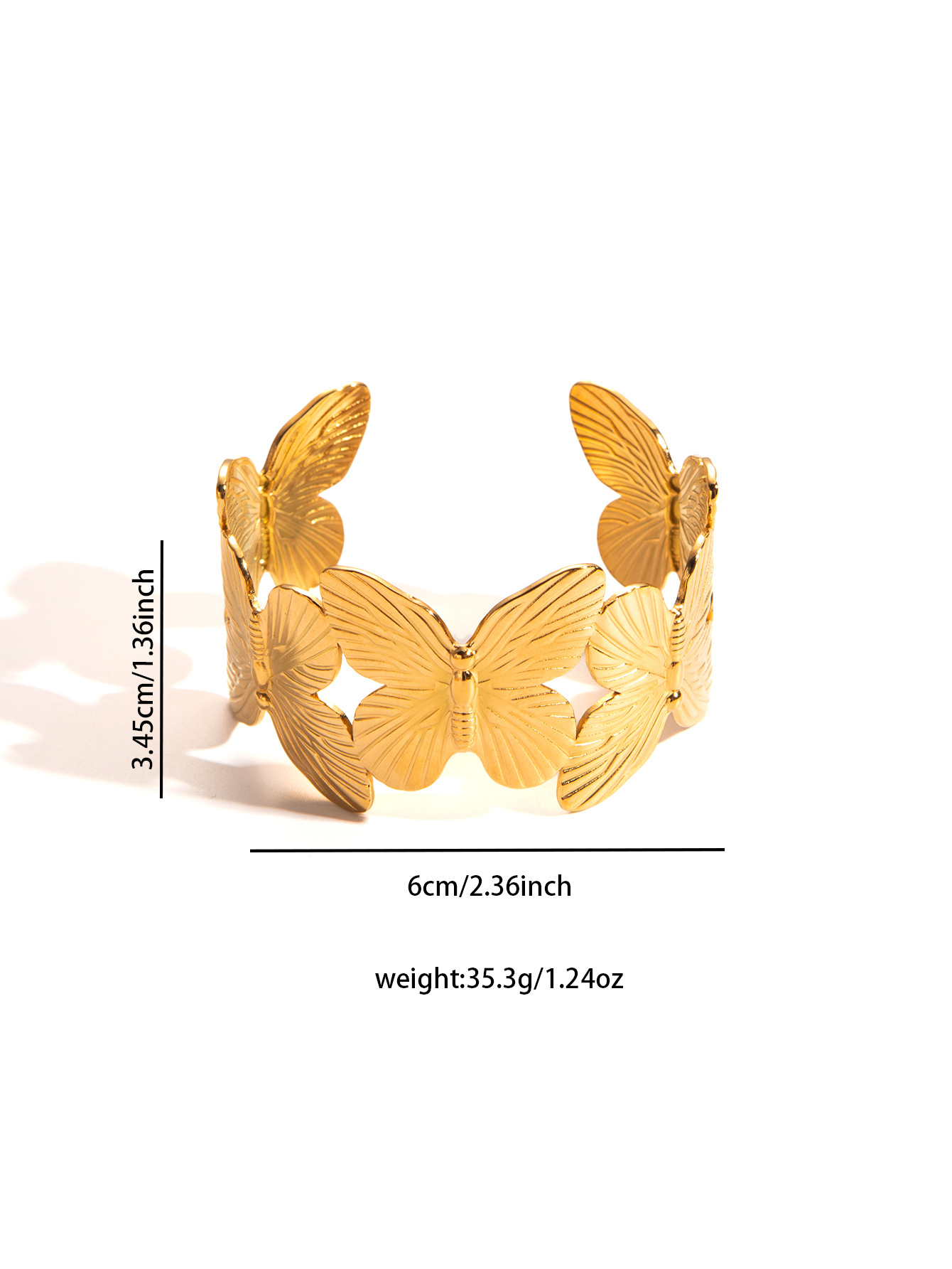 29g Weight 18K Gold Plated Plating Material Bangle Classification Titanium Steel Chain Material 1 Piece Quantity Casual, Party, Street Occasion Titanium Steel Material Flower, Butterfly Pattern All Seasons Season Women's Gender Plating Design IG Style Style Gold Color IG Style Flower Butterfly Titanium Steel 18K Gold Plated Bangle In Bulk 24