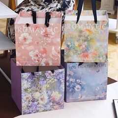 油絵風手提げ袋に花束を厚くした花の手提げ袋プレゼント袋花芸シチリア包装箱袋卸売り