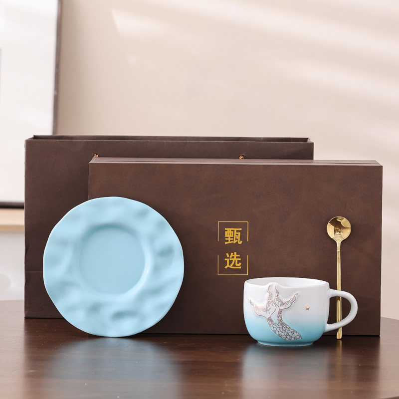 Taza platillo cuchara caja de regalo bolsa