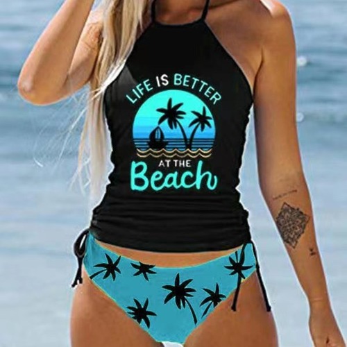 Elin Bikini, Conservative Print European and American Women's Separate Multicolored and Diverse Swimsuits, Biki