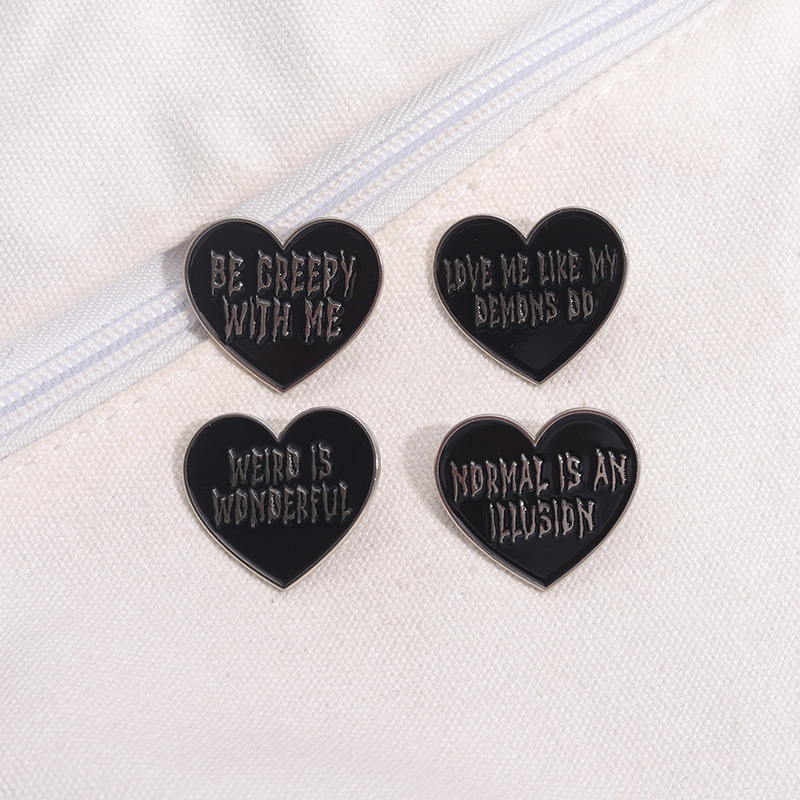 Simple Style Pin Letter Heart Shape Alloy Stoving Varnish Unisex Brooches display picture 4