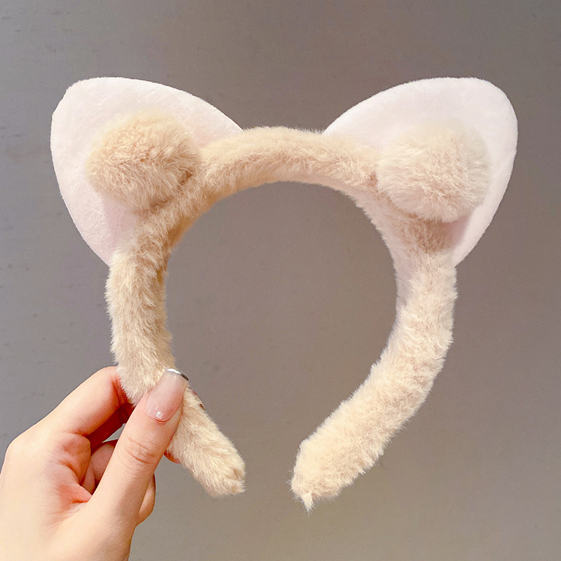 Banda para el cabello para el lavado de cara de dibujos animados lindo, máscara de aplicación de rojo de red para mujer, banda para el cabello, diadema, horquilla de paquete de cabello nuevo 2025